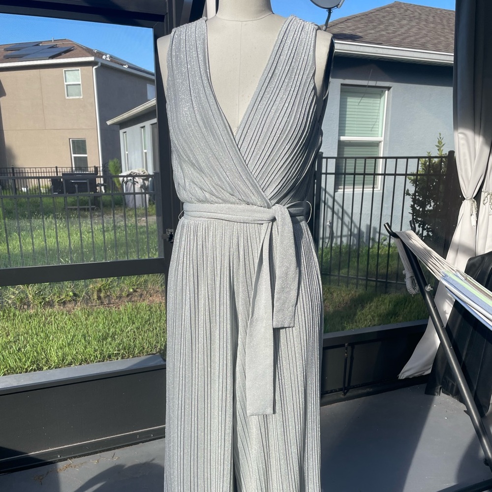 SAYLOR Silver Wrap Jumpsuit